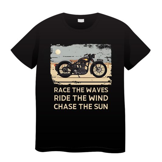 Race The Waves Chase The Sun: Biker T-Shirt